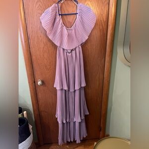 Elegant Pink Pleated Maxi Dress